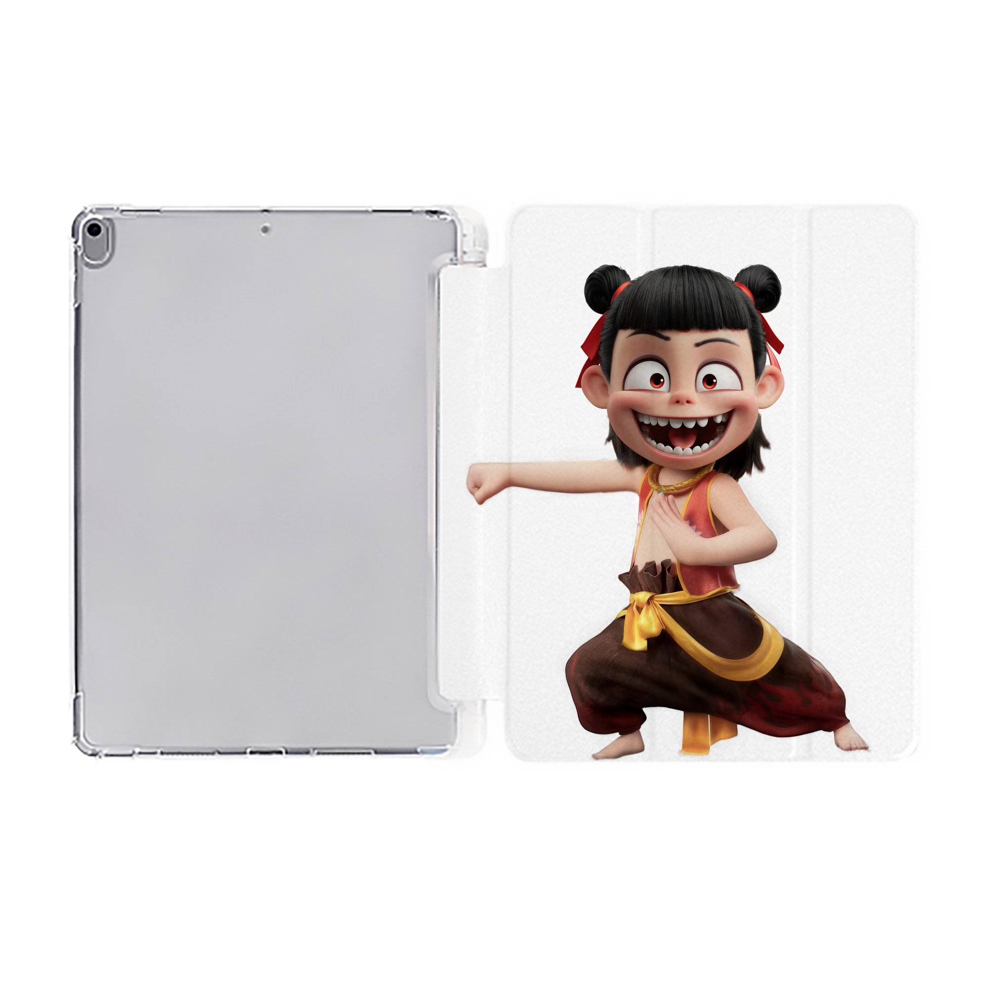 （画像用） Ne Zha 2 ナタ 魔童の大暴れ IPad ケース ペン収納付き 三つ折りスタンド PUレザー×シリコン 対応機種9.5/10.5/10.9インチ